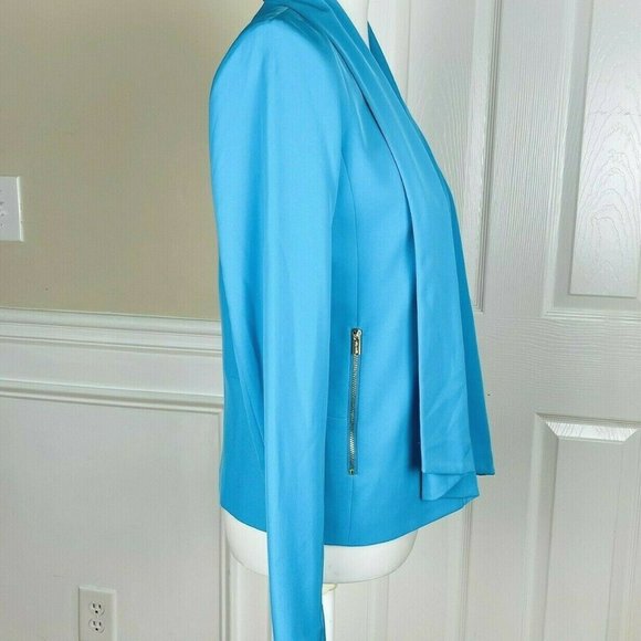 CALVIN KLEIN Blue Open Front Polyester Stretch Lined Open Front Blazer - Picture 3 of 6